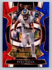 2025 Panini Select #21 Puka Nacua Red and Blue Prizm Shock