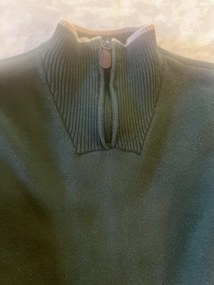 Janie And Jack Hunter Green 12 Years Quarter Zip Up Stand Up Collar BEAUTIFUL - Image 4 of 4