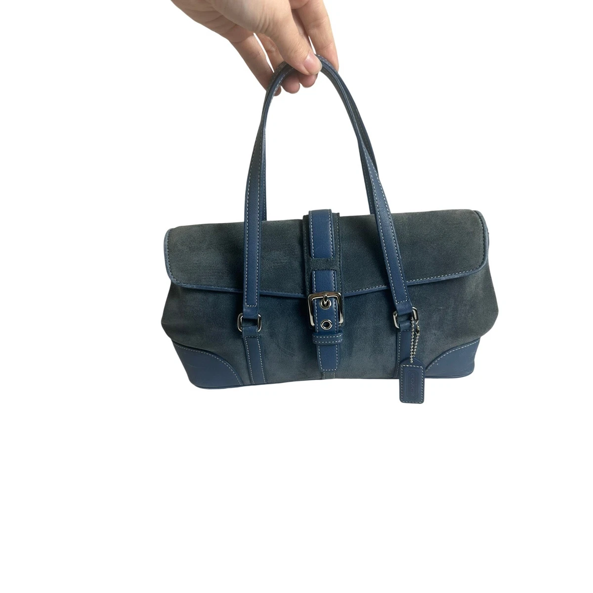 Coach Women's Suede Exterior Blue Bags & Handbags for Women for