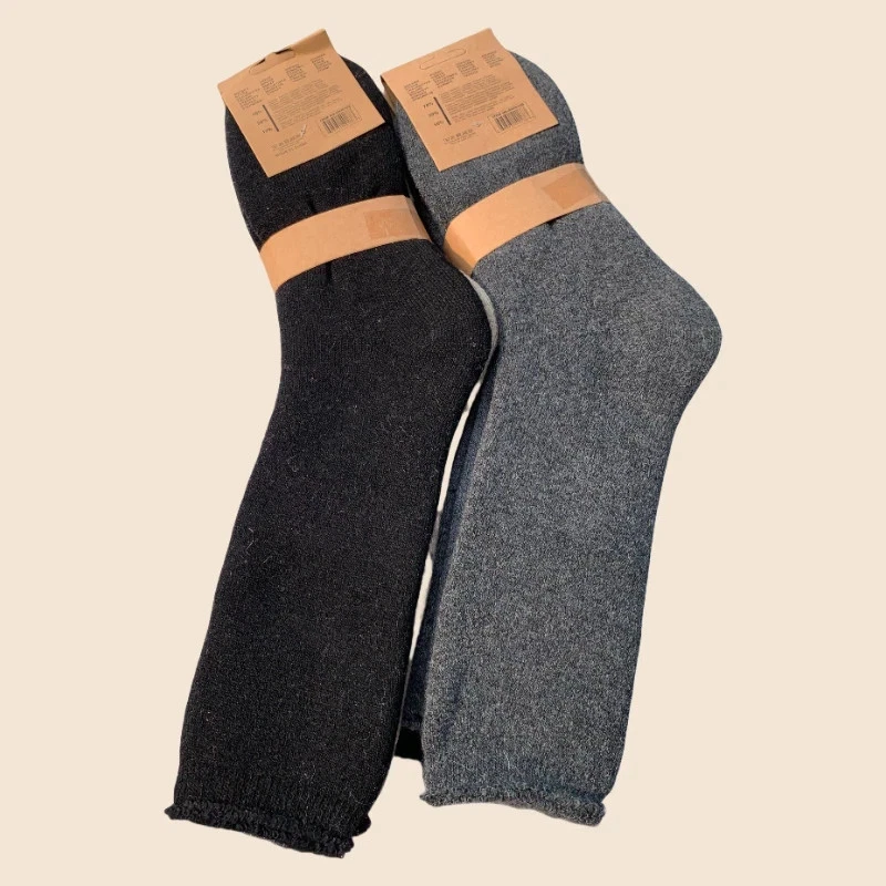 6 Pairs ALPACA Natur MEN'S WOOL THERMO SOX INSULATED SOCKS " Ski Fur Lined " - Image 3 of 4
