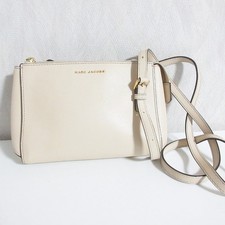 Marc Jacobs Commuter Leather Shoulder Bag Women Beige One Size