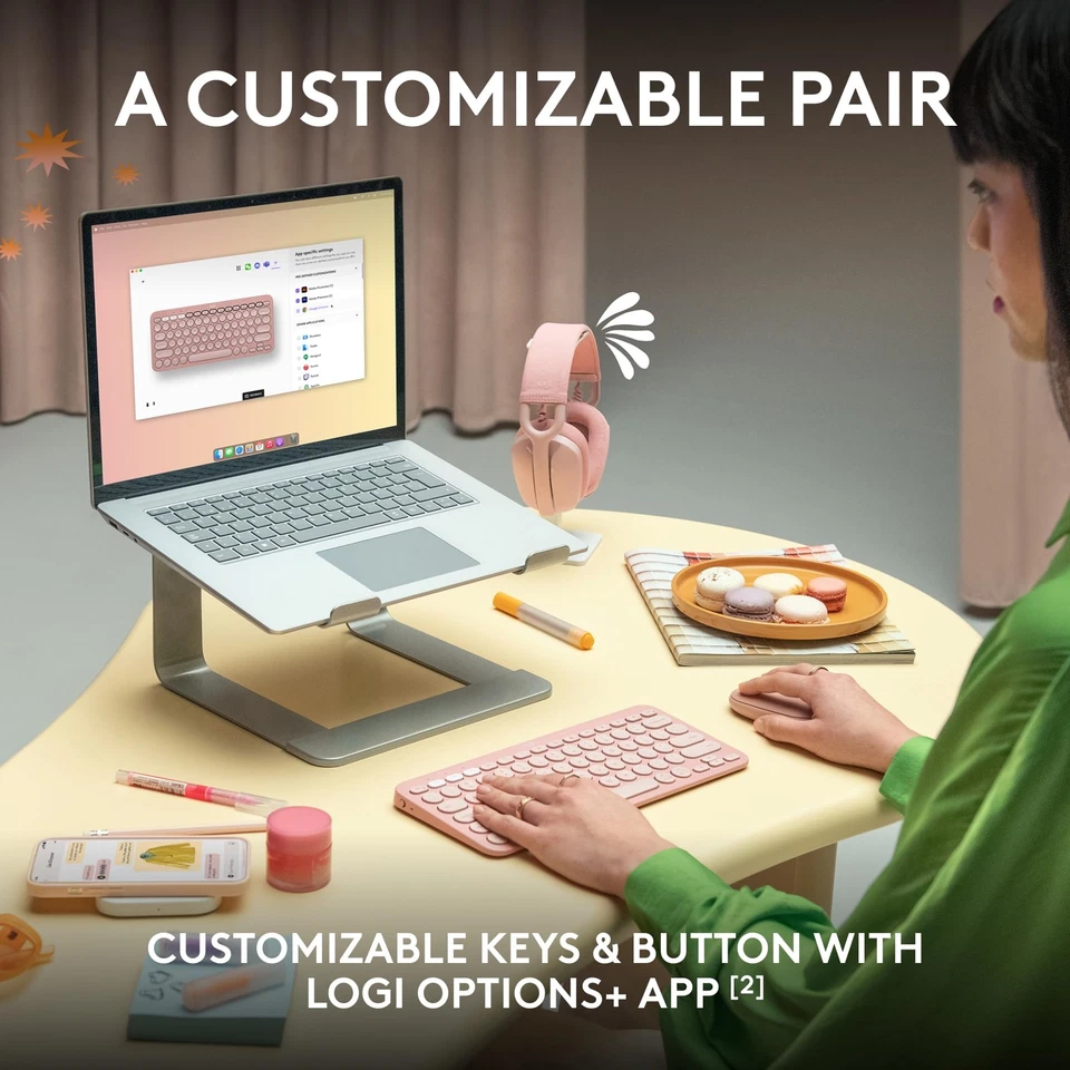 Slim Bluetooth Keyboard Mouse Combo Portable Quiet Design Colorful Wireless - Image 4 of 4