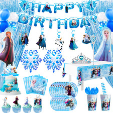 Frozen Birthday Decoration Disney Party Tableware Plates Napkin Elsa Balloons