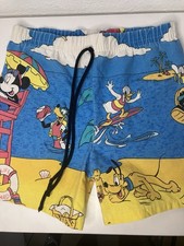 90s Disney Mickey Mouse Shorts Swim Kids 4T Vintage Beach Donald Duck Pluto