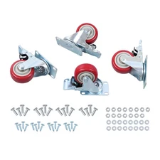 3 Inch Industrial Heavy Duty 360° Swivel Caster Wheels Red w/ Brake Set of 4