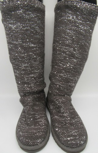 Ugg tall gray knit and sequin boot size 