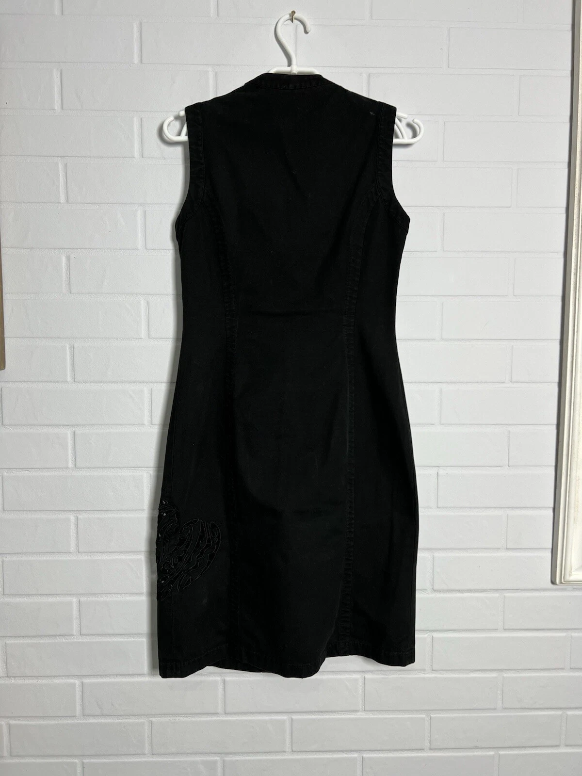 Versace Jeans Couture abito donna vintage denim cotone nero taglia 28 42