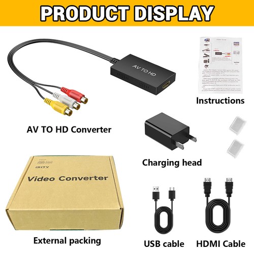 RCA to HDMI Converter, Analog Composite to HDMI Adapter Compatible VCR,DVD,VHS - Picture 9 of 16