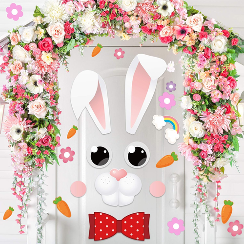 40 PCS Happy Easter Door Stickers Decor Easter Bunny Egg Door Stickers Easter De