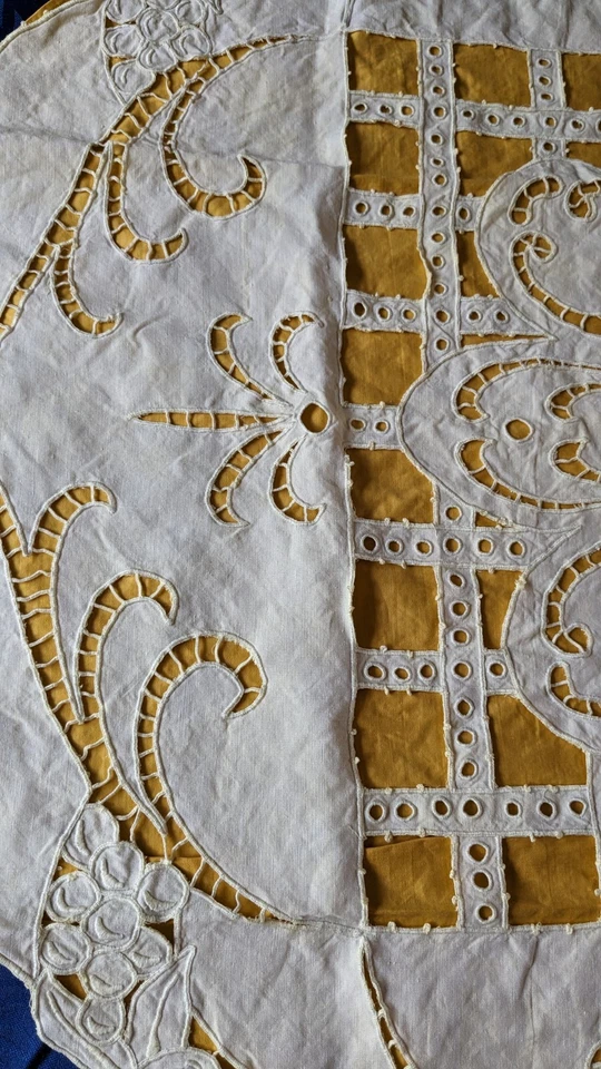 Nappe ronde 104 cm brodée et ajourée- Linge de table - - Photo 4/4