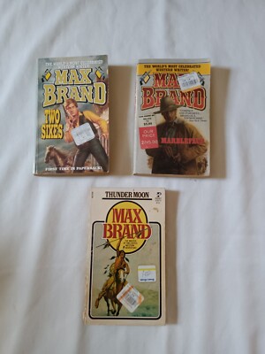Lot of 3, Max Brand, Western Books  Thunder Moon, Marbleface, Two Sixes