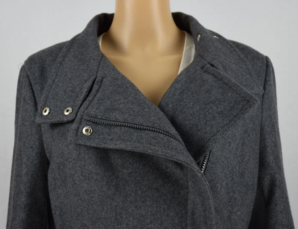 Rachel Roy Womens Charcoal Funnel Collar Cropped Trench Jacket Coat L - Image 2 of 4