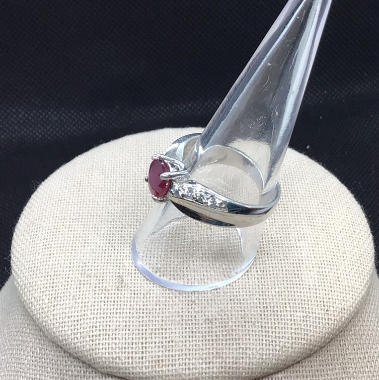 Sterling Silver 92 Simulated Red Ruby & Cz Ring S… - image 3
