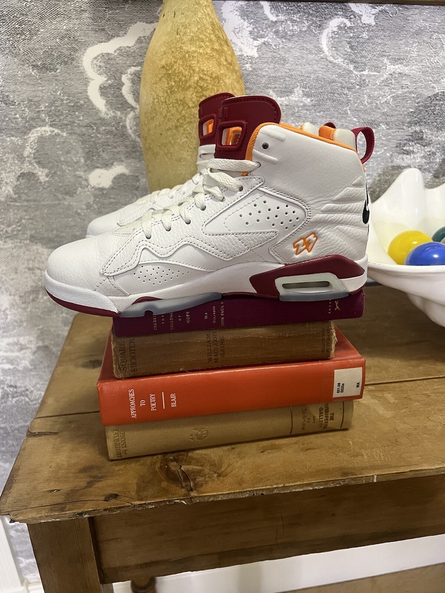 Jordan MVP's- White, Cardinal, Vivid Orange- Big Kid US Size 6