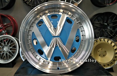 4 x 17 Inch 5x100/5x112 RR Style Blue Polished JDM Wheels: Fits