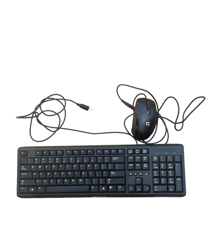 Compaq Wired USB Slim Keyboard PC P/N:505130-371 Compaq Mouse Open Box NEW