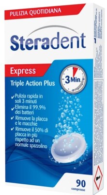 Reckitt Benckiser Steradent Triple Action Plus Pulizia Dentiera 90 Compresse Eff
