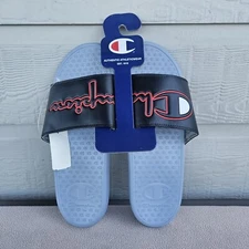 Champion Super Slide Split Script Sandals CP101319M Grey Black Men Size 12