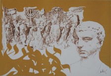 "Raymond MORETTI : MASSADA de Moshe DAYAN " Litho originale H.C. entoilée 1982