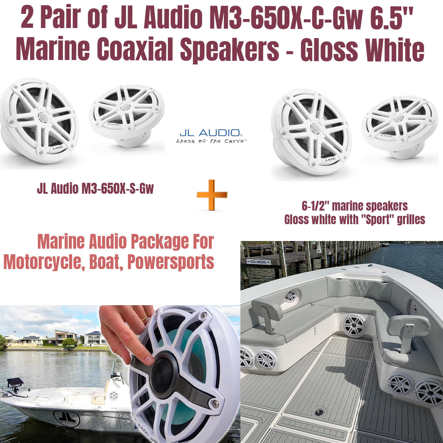 2 Pair Of JL Audio M3 650X C Gw 6 5 Marine Coaxial Speakers Gloss 2-pair-of-jl-audio-m3-650x-c-gw-6-5-marine-coaxial-speakers-gloss