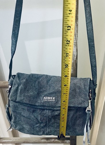 Borsa a tracolla AIMEE KESTENBERG blu chiaro con patta in denim ottima! - Foto 6 di 24
