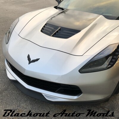 C7 Corvette 2014-2019 Front/Rear Emblem Flag Overlay Blackout Gloss Black