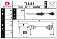 EAI Antriebswelle Vorne Rechts FüR BMW 5Er Touring F11 F10 F18 6 Gran T68364