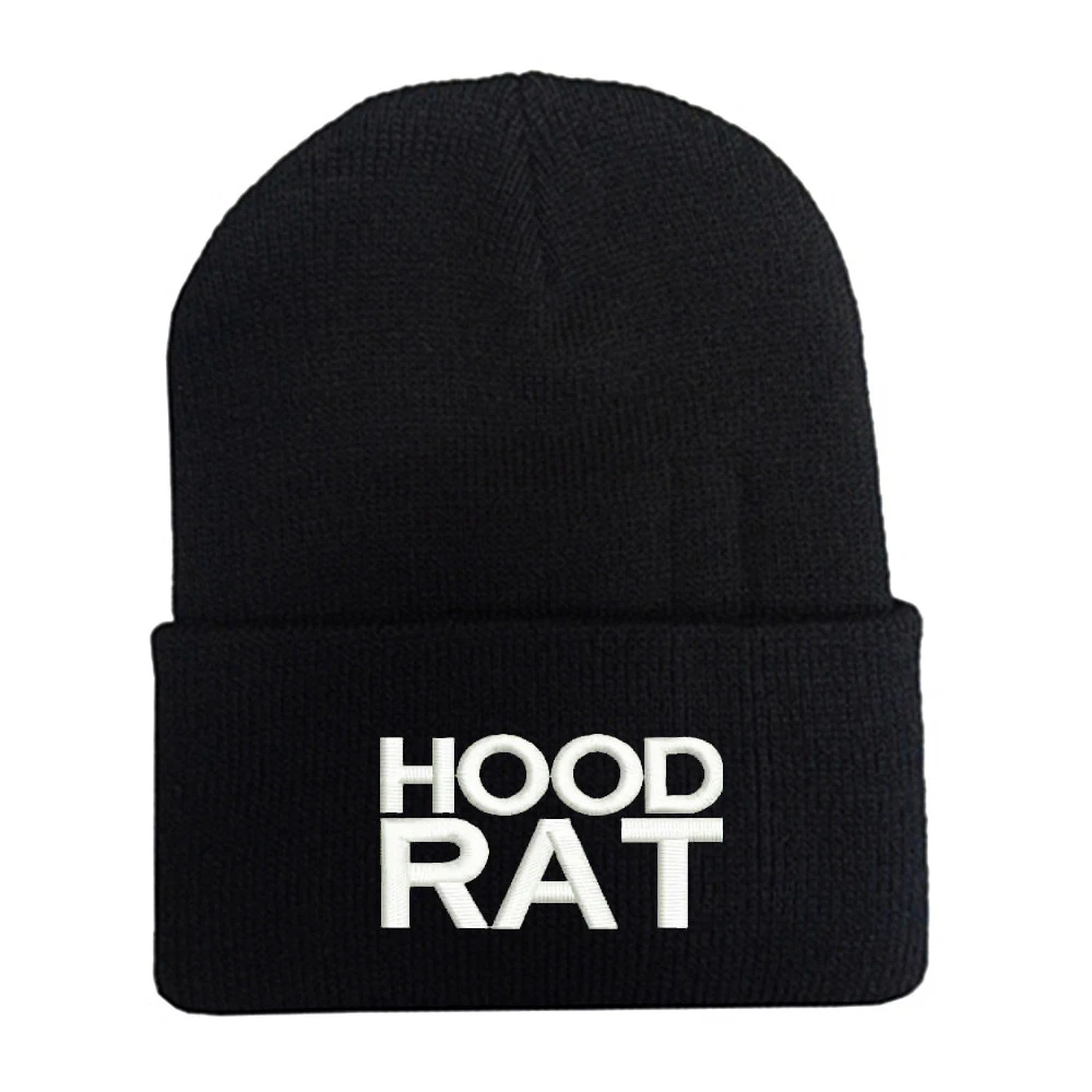 HOODRAT HOOD RAT BEANIE HAT (BLACK WITH WHITE LOGO) Free Shipping USA