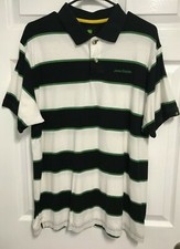 JOHN DEERE Corp Men Black White Cotton Short Sleeve Golf Casual Polo Shirt L