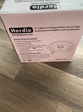 Herdio 4" 2-Way Full Range In-Wall/In-Ceiling Speakers White Pair /ar