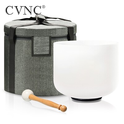 CVNC 432Hz 8"F Heart Crystal Chakra Singing Bowl Bag Sound Heal Bath ...