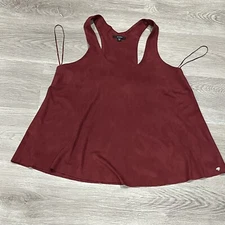Guess Womens Tank Top Shirt Medium M Burgundy Suede Polyester Spandex Casual