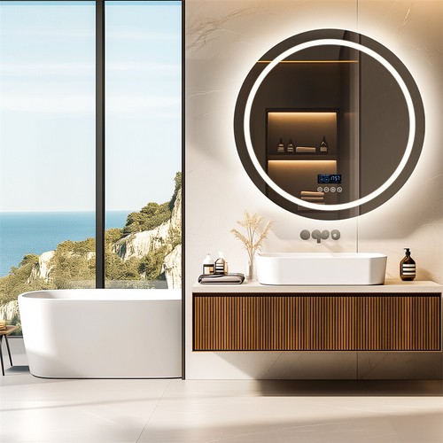 LUVODI Runder Bluetooth LED Beleuchteter Badspiegel Antibeschlag Dimmbar Waschtischspiegel - Bild 6 von 21