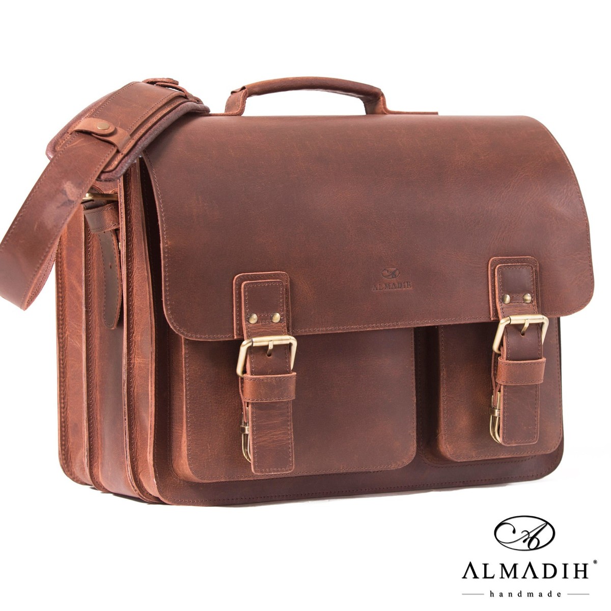 ALMADIH XXL Leder Aktentasche SAM Lehrertasche Umhängetasche  Businesstaschen Uni