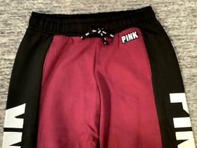 Victoria's Secret Pink Colorblock Boyfriend Pants Deep Ruby Black M Rare NIP