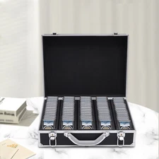 Storage & Display Aluminum Frame Box Case Holds 100 Coin Holders Slabs Black TOP