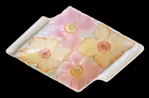 Vintage Art Deco 1930 Beswick Ware pastel flowers diamond dish Shape 659 England