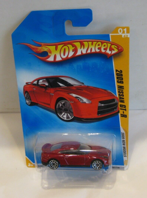 2009 HOT WHEELS NEW MODELS ~ RED 2009 NISSAN GT-R ~ MOC ~