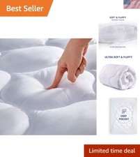 Luxurious Soft Queen Mattress Topper - Quilted, Machine Washable, 8-21" Fit