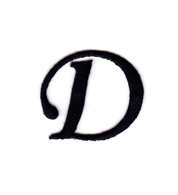 MONOGRAM LETTERS 1 1/4" BLACK LETTER "D" Iron On Embroidered