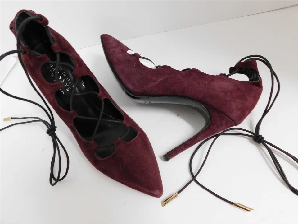 Zapatos de salón Barneys New York púrpura gamuza cuero encaje al tobillo $325rt Italia 36 Foto 2 de 4