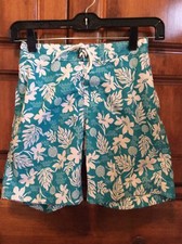Trunks Surf  Swim Co Big Boys Bathing Suit Trunks Shorts Blue Leaf Small