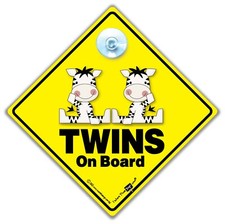 Twins on Board Sign, Baby Zebra Car Sign, Zebra Babies on Board Sign for Twins