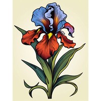 Iris Blume Old School Usa Tattoo ExtragroßEr Leinwanddruck