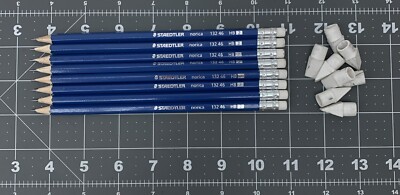 NEW Staedtler Pencils Norica 13246 HB #2 Pre Sharpened  + 8 Erasers NOS