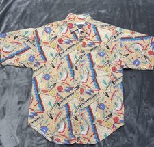 Vintage Panhandle Slim Shirt Mens Native Print Medium Short Sleeve