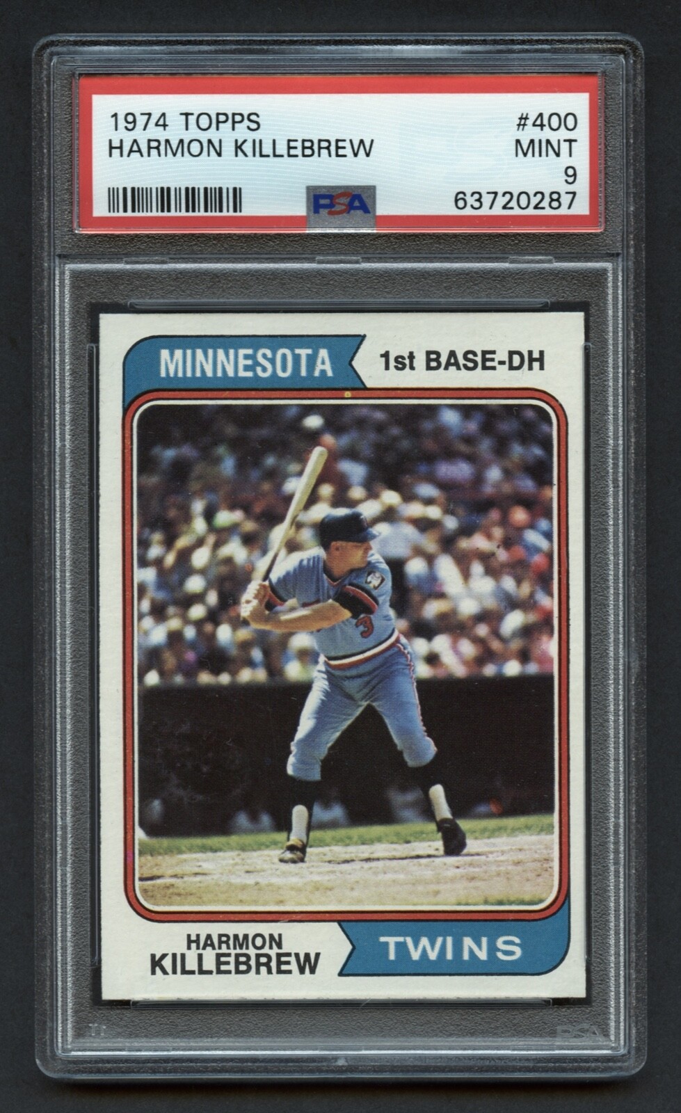 1974 HARMON KILLEBREW TOPPS HOF PSA 9 MINT MINN TWINS PERFECT CORNERS (#400) RZC