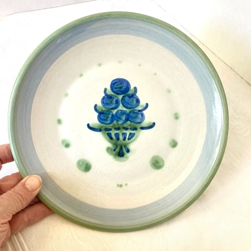 M.A. Hadley Pottery Blueberry Bouquet Luncheon Plate 9" Stoneware Signed