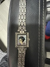 BETTY BOOP Women's Watch with Genuine Crystals Rectangle Pearl Dial