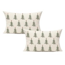 Outdoor Christmas Pillow Covers 12X20 Set of 20" x 12" Pack of 2 Red